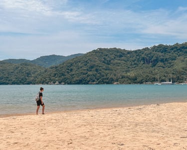 Girl hiking in Ilha Grande, Brazil, South America