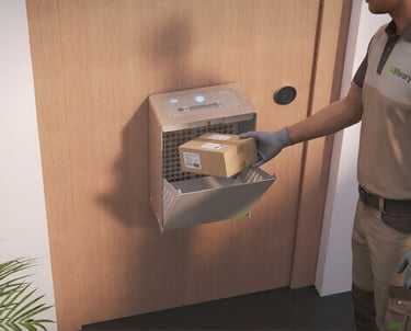 Proceso de entrega de un paquete en el buzón inteligente Pomozon