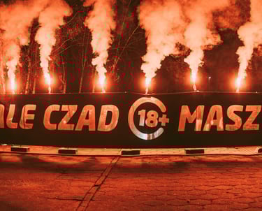 baner 18 urodziny z pirotechniką w tle