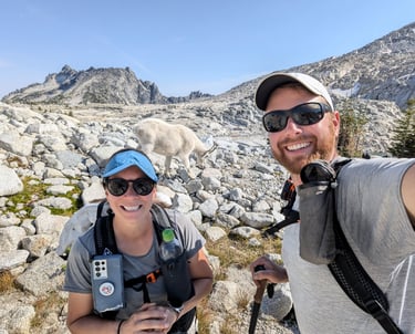 The Enchantments, Washington Cascades, backpacking, hiking, hiking with your partner, mountain goat
