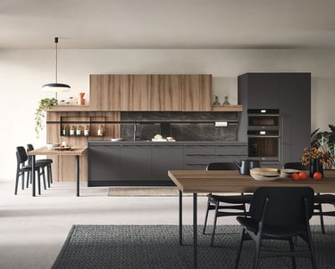 Interior design modernoCucina in legno scura