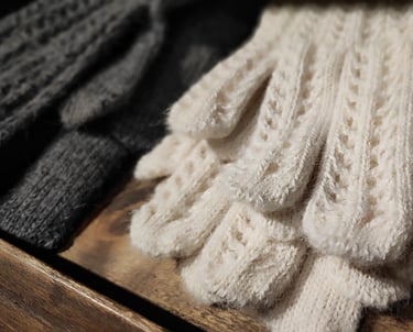 guanti in lana beige