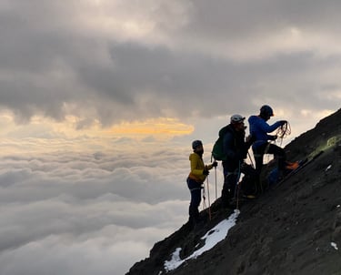 climbing the steep slopes of Tungurahua