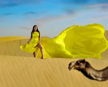 Flying Dress Photoshoot in abu dhabi and dubai Desert
