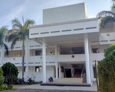 a building with a large white building with a large white building