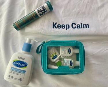 Cetaphil goody bag with personalised miniatures and Phizz vitamins.