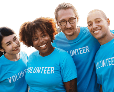 A group of volunteers in a together photo