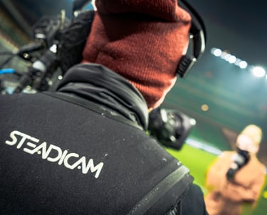 Detail of a Steadicam Tiffen vest in a serie a match