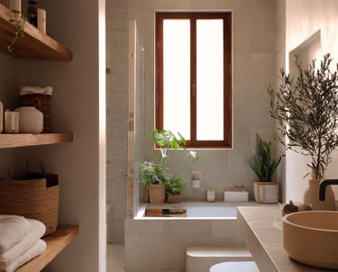 Salle de bain moderne organisée et désencombrée