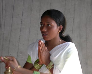 Indian Girl praying to the Goddess