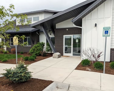 landscaping in front of a commercial building