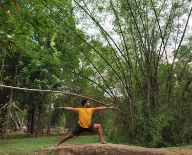 Umesh Balavaradaraju conducting an open-air yoga session in  Bangalore 