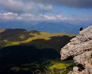 Vue sur le plateau en contrebas de Seceda