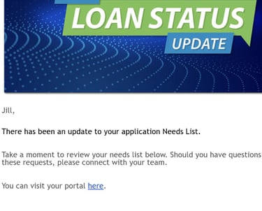 Loan Status update email