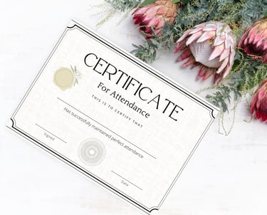 Custom printed Certificates of Attendance