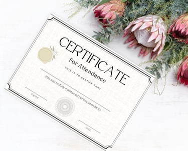 Custom printed Certificates of Attendance