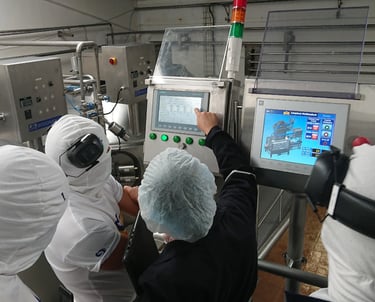 a group of people in white coats and white hats