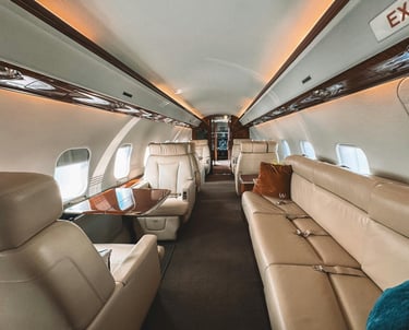 inside of a private jet 
