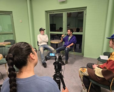 Youth practicing interview and camera set ups