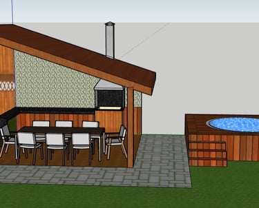 Projeto em 3D de Área Gourmet pela São Paulo Telhados