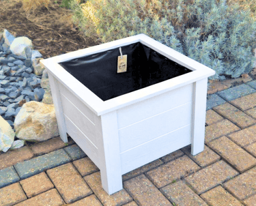 Wooden square planter on legs