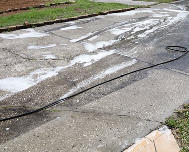 Pressure washing driveway