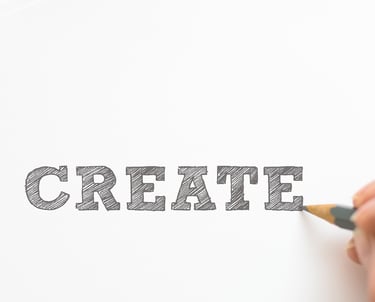 a person writing a text on a piece of paper - create