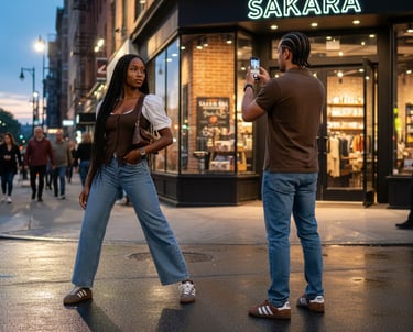 Urban Amazon Travel Outfit: Brown and Blue Denim
