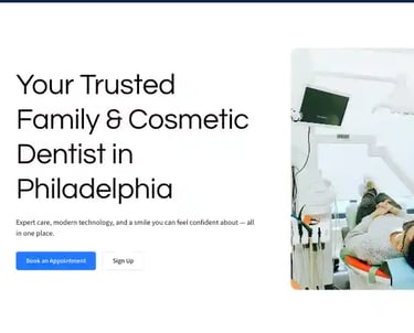 dentist's website page with a dentist's office