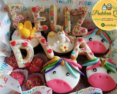 galletas trufas cupcake unicornio cajita personalizada pasteleria queti