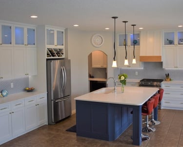  kitchen with a large island and a large island