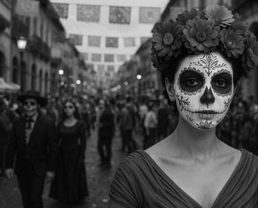 Woman at a Dia de los Muertos celebration on portfolio of William McCleary