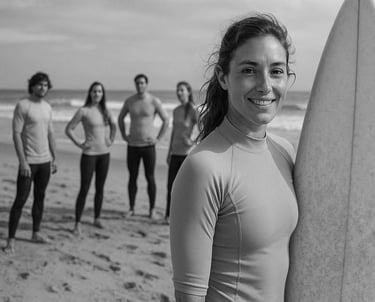 woman with surfboard on portfolio of William McCleary