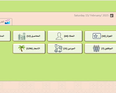 الشاشة الرئيسية برنامج ادارة المزرعة