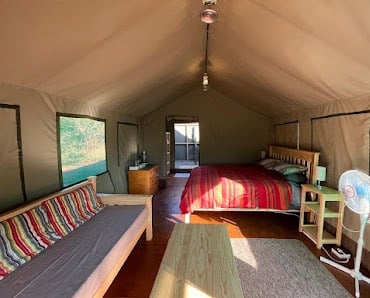 Self catering safari tent accommodation at Albizia camp in Hluhluwe