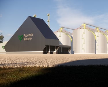 Estrutura completa com silos, moega fornalha e secador para armazenagem de grãos