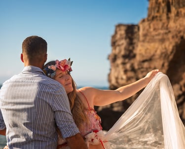 a man and woman standing next to each other