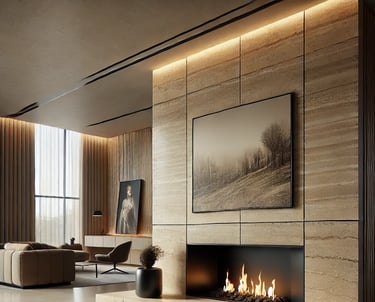 Trawertyn na kominek klasyczny kamień naturalny włoski luksusowy