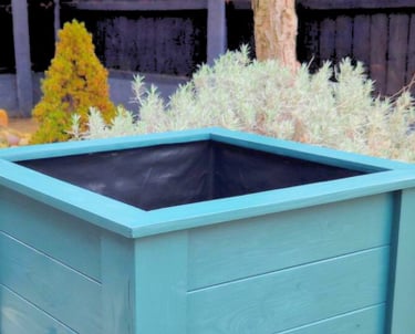 large wooden planter raised box painted handmade