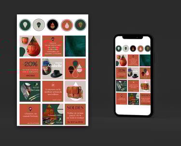 une image représentant le feed instragram en zoom et à côté un feed instragram vu d'un téléphone