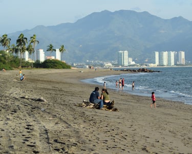 Puerto Vallarta Coast with people on beach