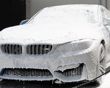 BMW Covered in Soap for a car wash