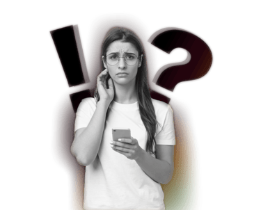 a woman in a white shirt and glasses talking on a cell phone