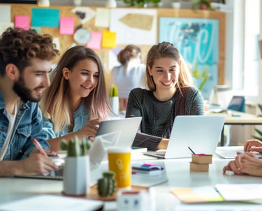 Equipo trabajando con IA