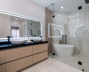 Full Bathroom Remodeling with Countertop, Cabinets and Showering