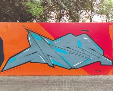 Mes, graffiti, letras, Barcelona, pintura, muro, colores
