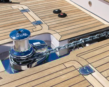 Electric anchor winch with additional  foot switches installed 