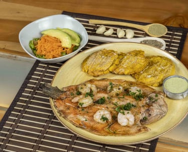 Trucha con camarones en Kabú Café Restaurante Calarcá Quindío