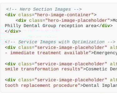 SEO-optimized HTML hero section for dentist