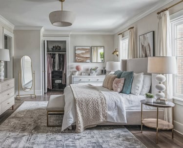 a bedroom with a bed and a dresser